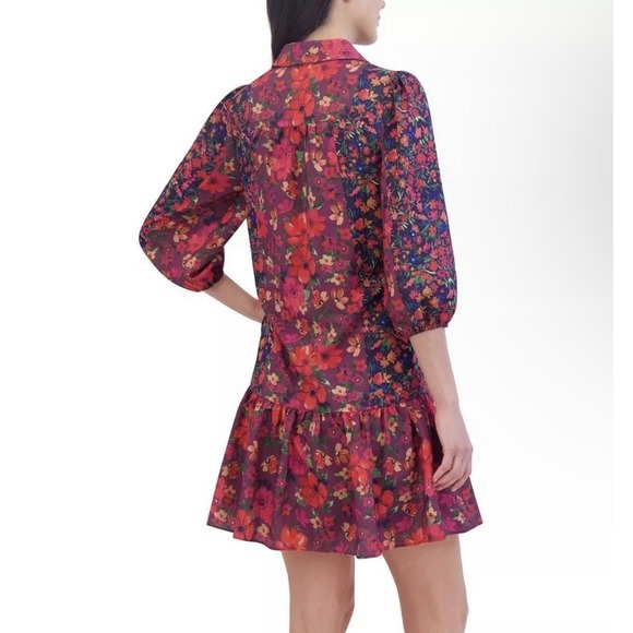 Jessica Howard Womens Dress Plus Size 16W Floral Chiffon Collared Boho Spring - Picture 3 of 12